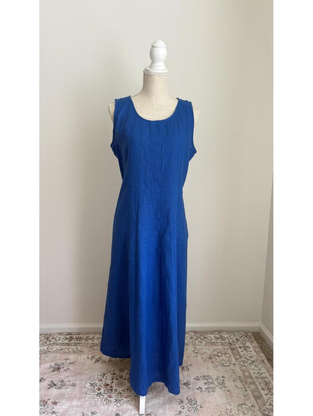 Choices Blue Sleeveless Linen Maxi Dress